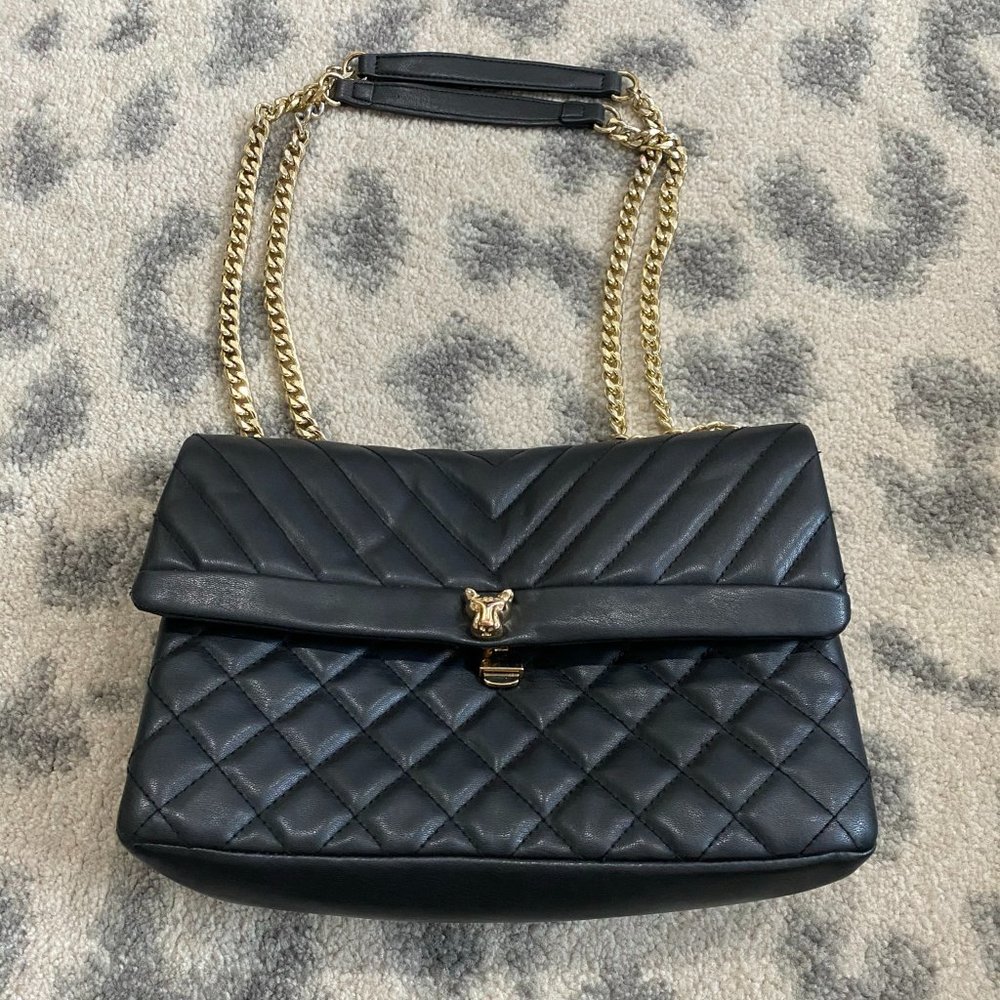 Topshop Panther Quilted Faux Leather Shoulder Bag